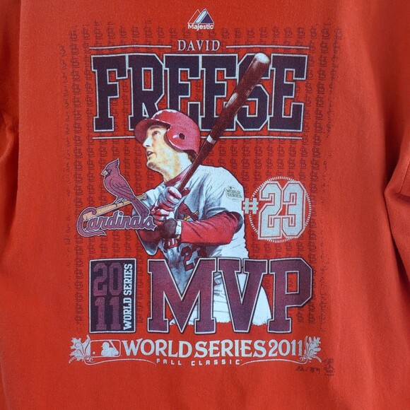 St Louis Cardinals David Freese Majestic MVP 2011 World Series T-Shirt Large L - Picture 3 of 10